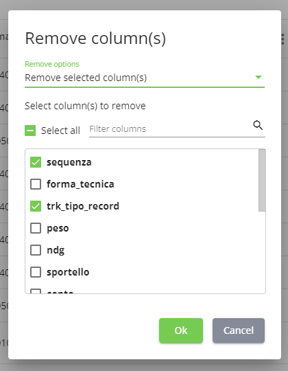 Eliminazione colonne