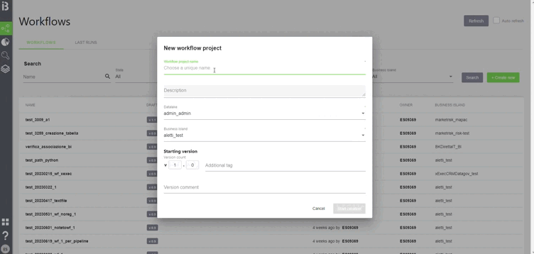 Datalabs Analysis Create New WF