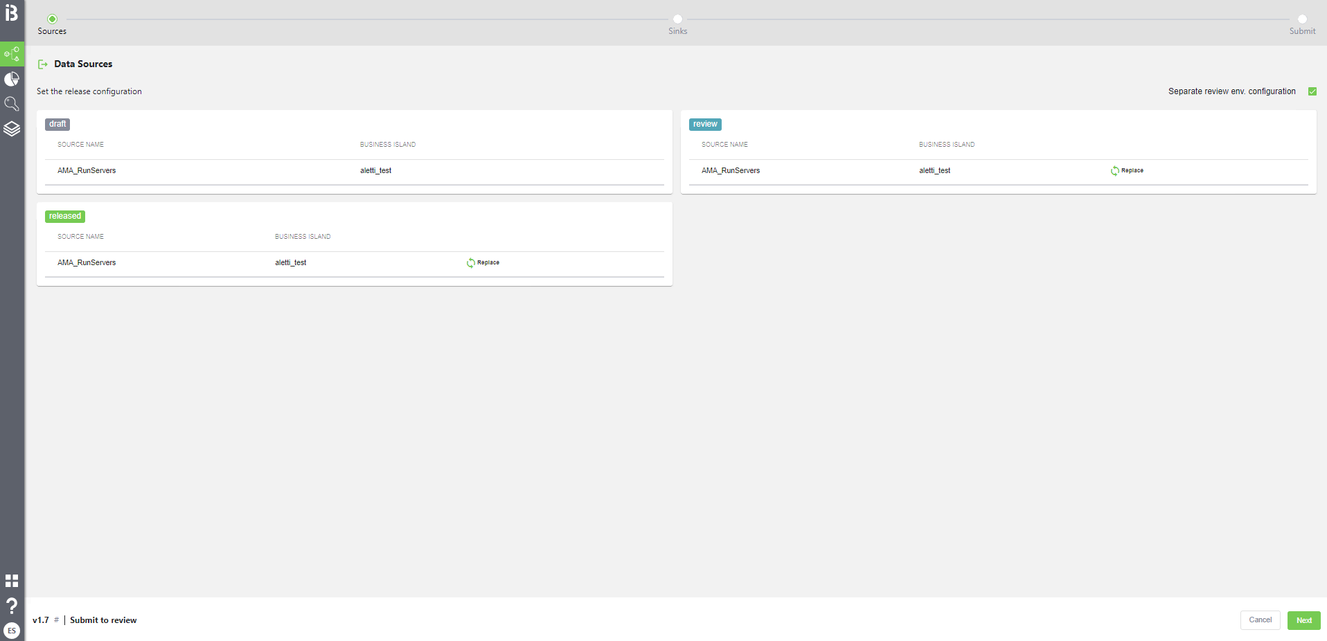 Configurazione dei Data Sources